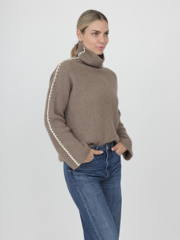 Cashmere Turtleneck with detail on Sleeves #FAWN