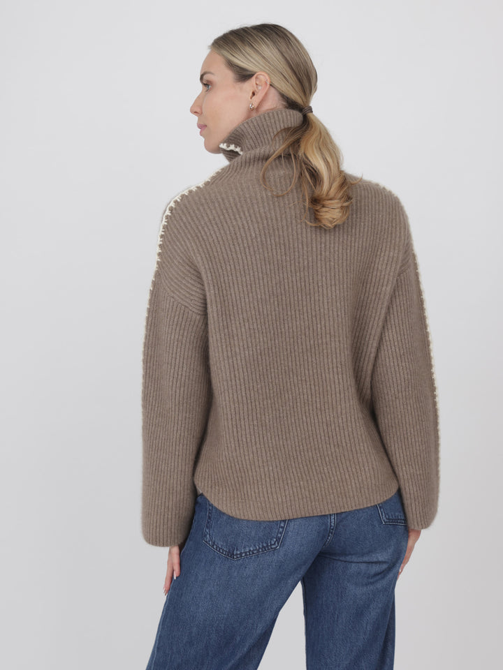Cashmere Turtleneck with detail on Sleeves #FAWN