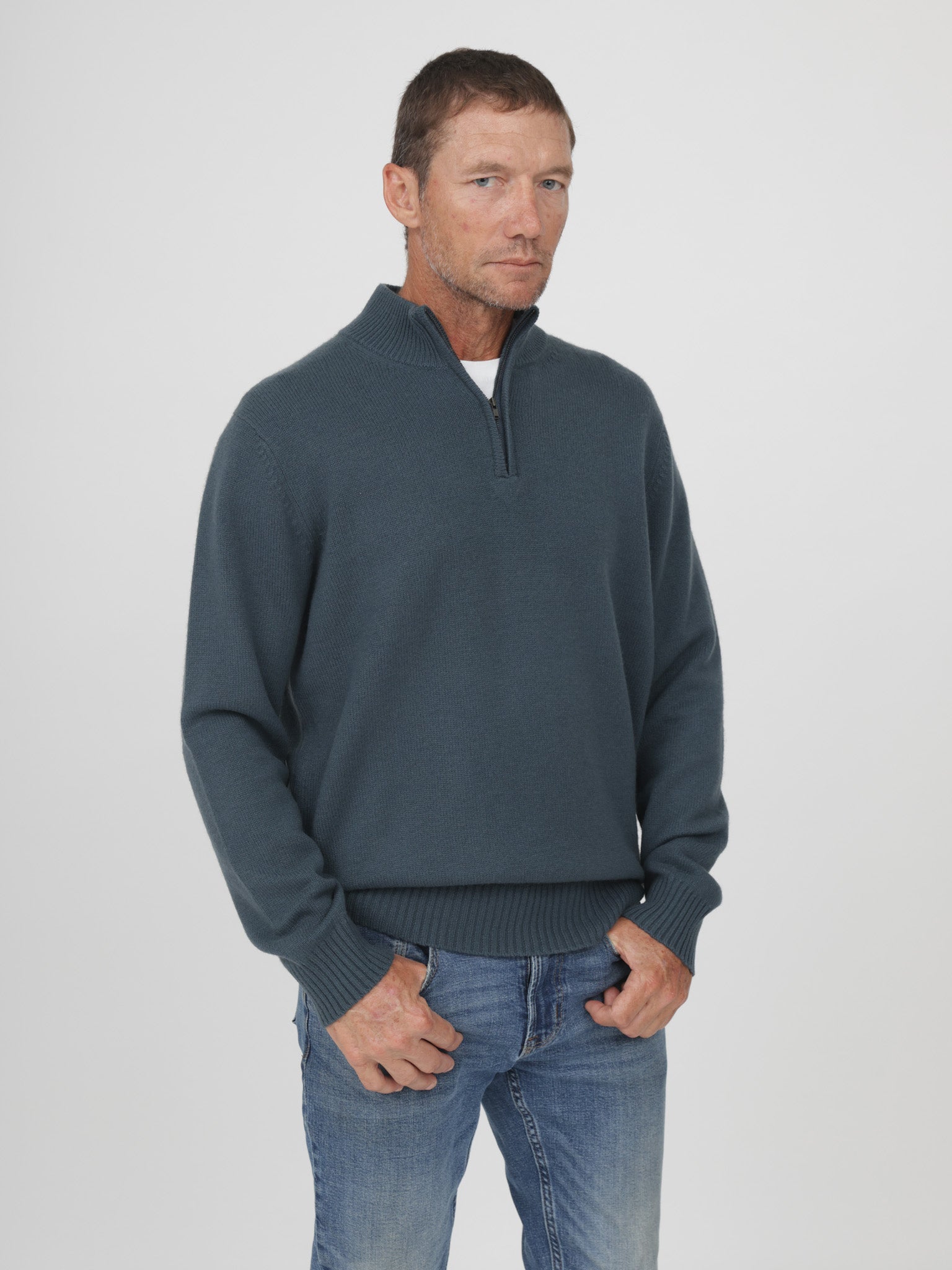 Men Cashmere Quarter Zip