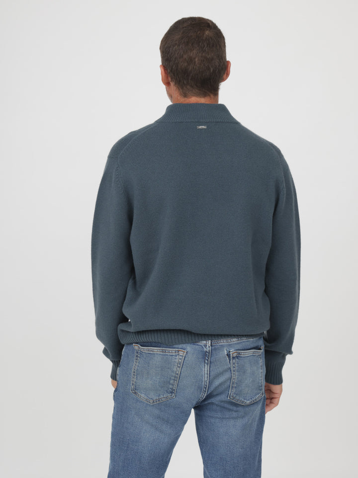 Men Cashmere Quarter Zip #OLIVE