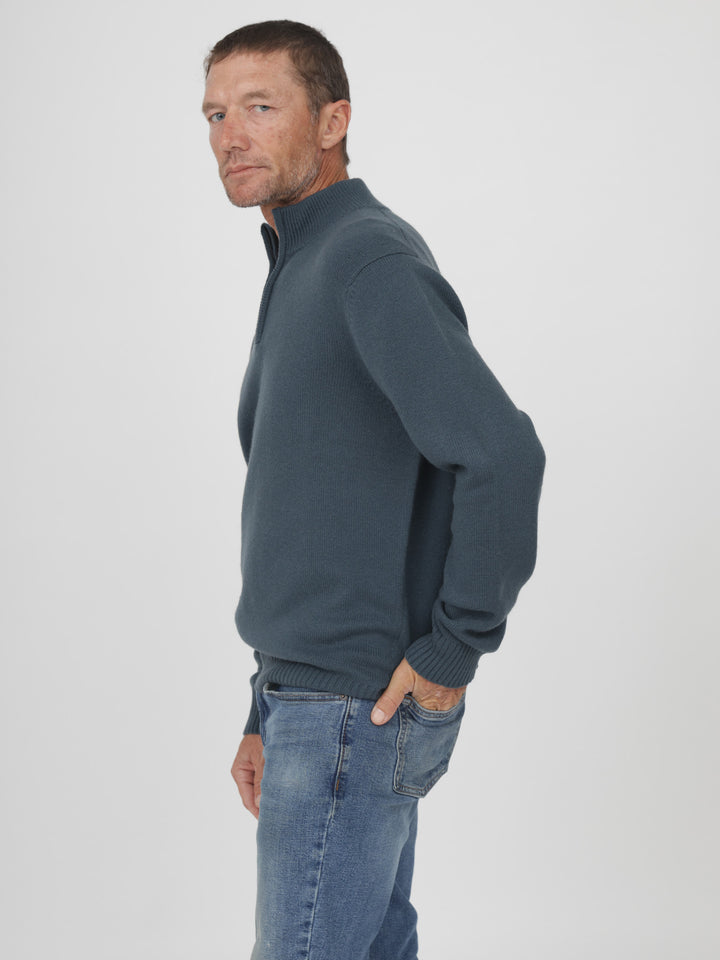 Men Cashmere Quarter Zip #OLIVE