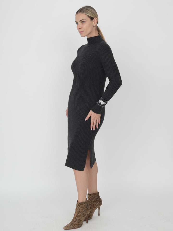 Ribbed Cashmere Dress #CHARCOAL