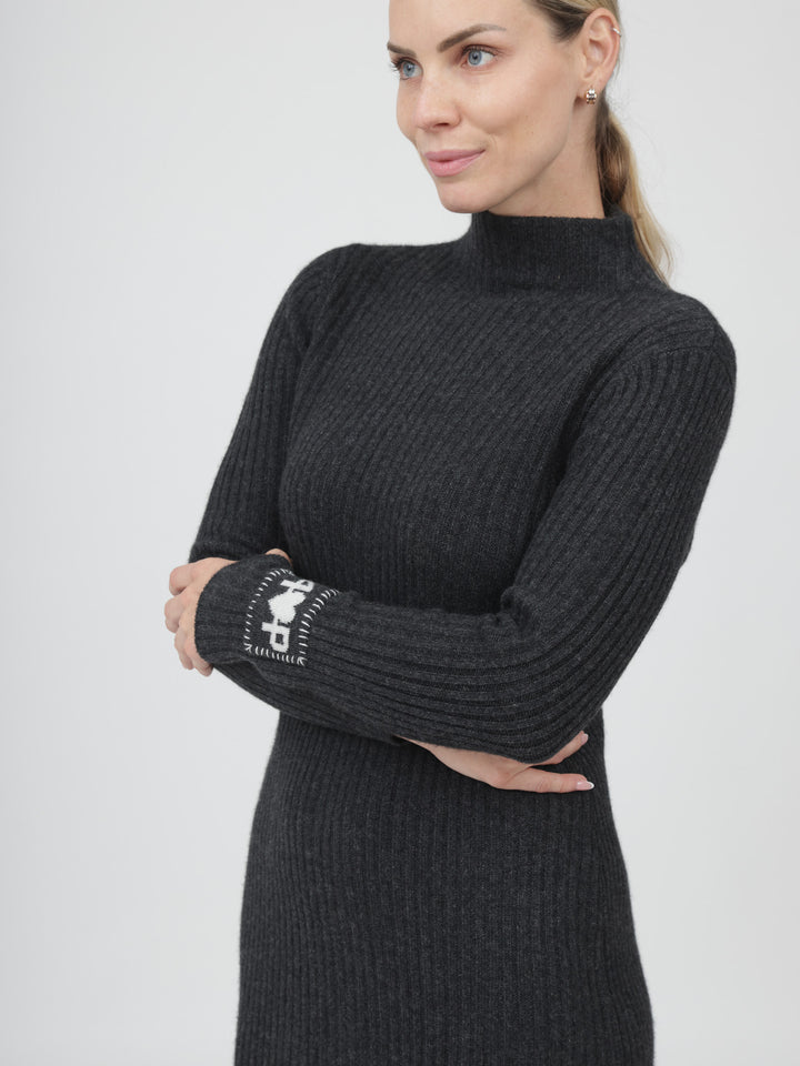 Ribbed Cashmere Dress #CHARCOAL
