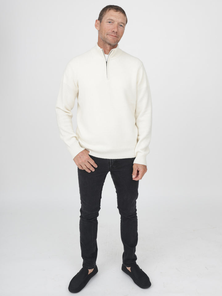 Men Cashmere Quarter Zip #PEARL