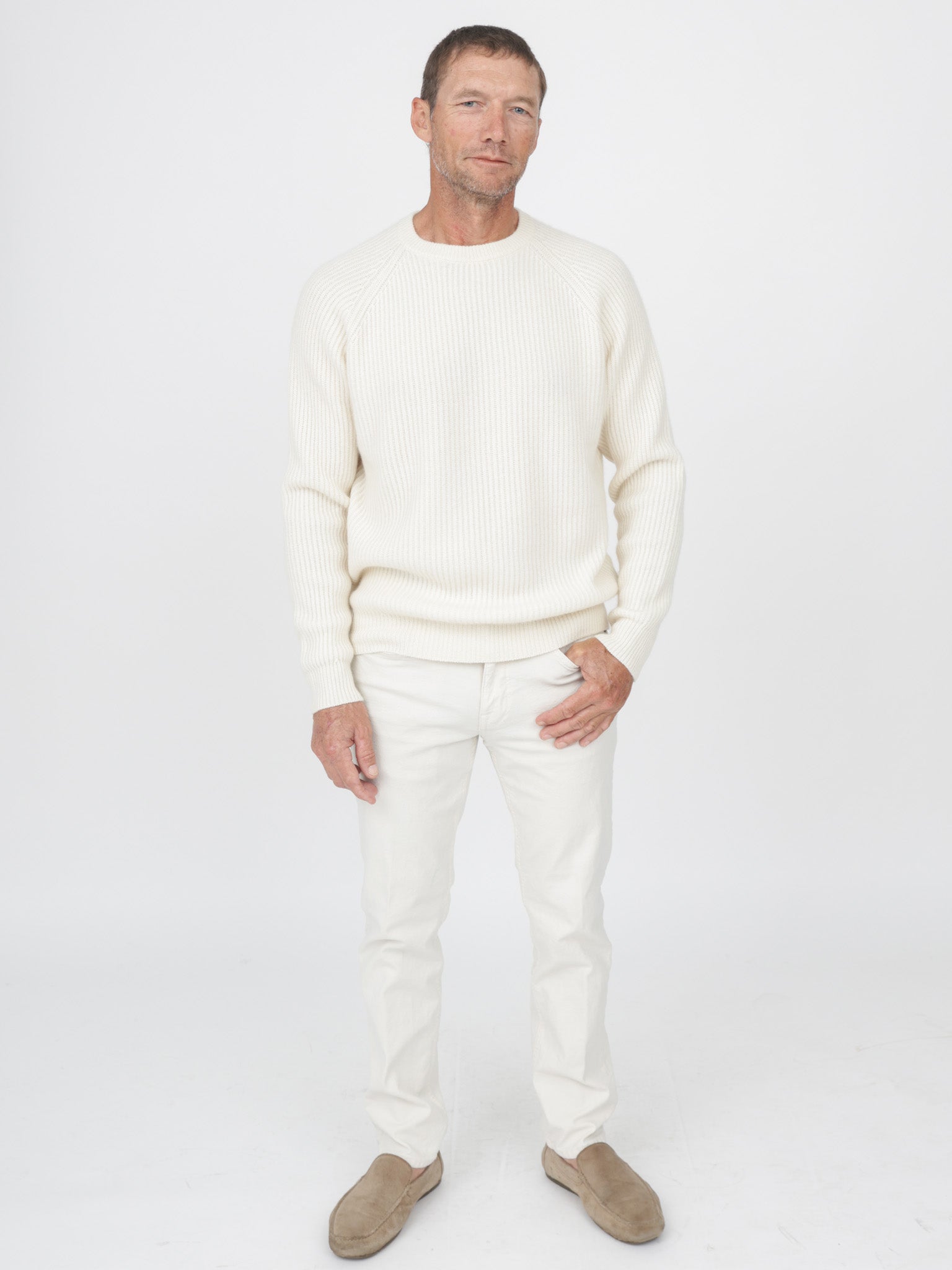 Men Ribbed Crewneck Raglan Sleeves