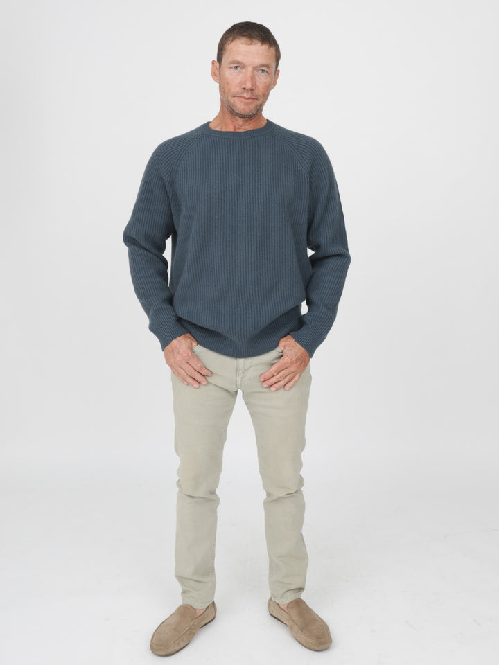 Men Ribbed Crewneck Raglan Sleeves #OLIVE