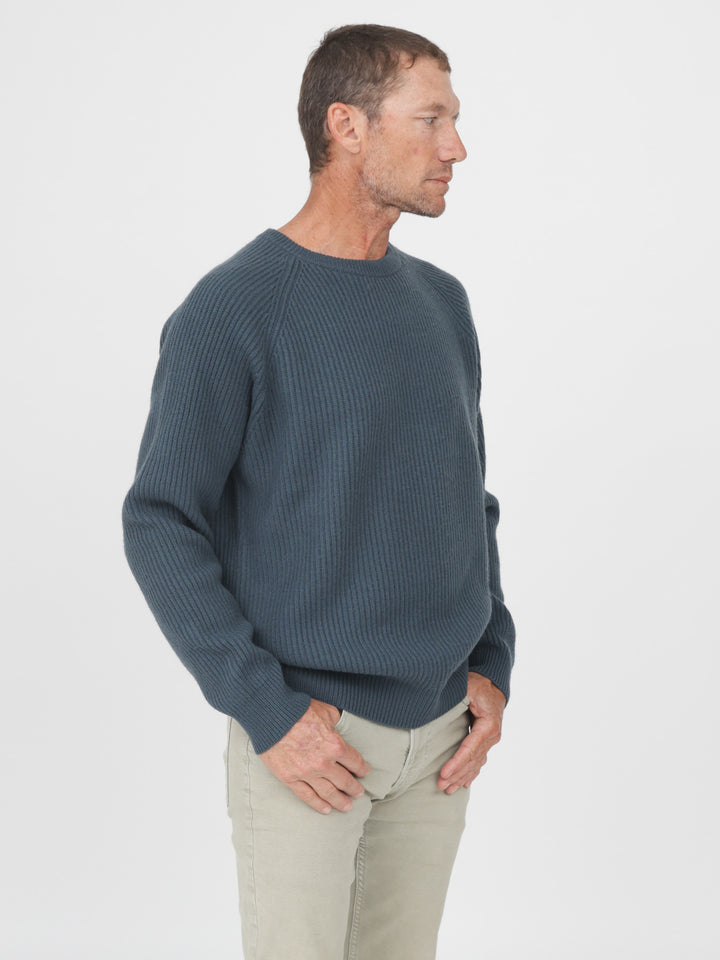 Men Ribbed Crewneck Raglan Sleeves #OLIVE