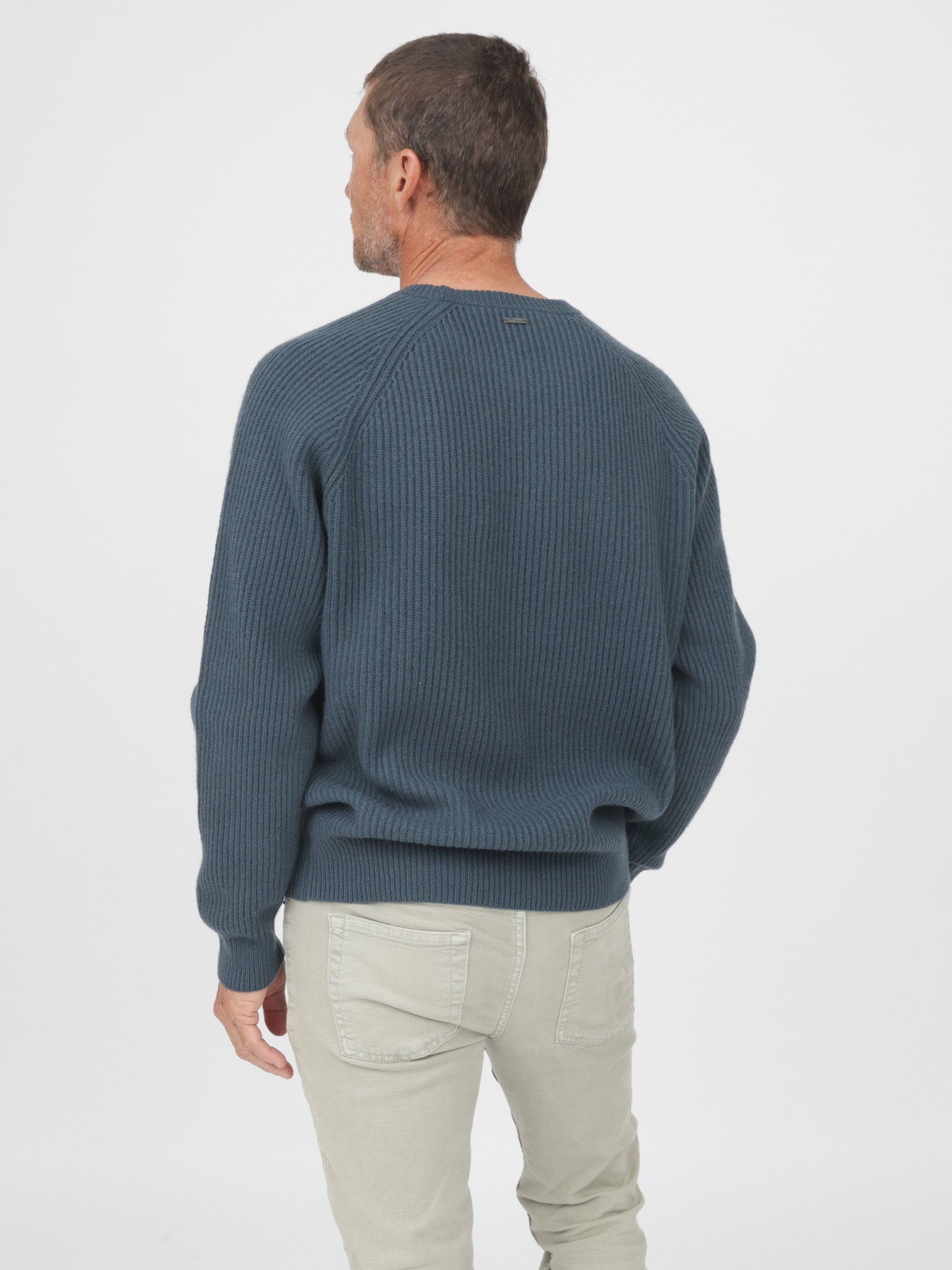 Men Ribbed Crewneck Raglan Sleeves