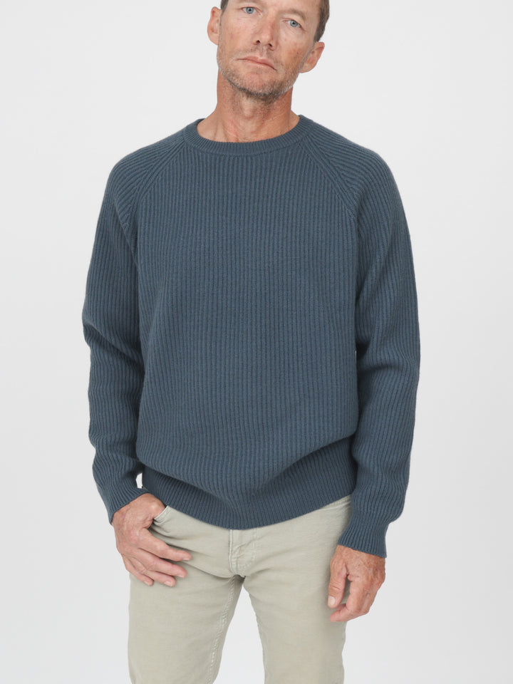 Men Ribbed Crewneck Raglan Sleeves #OLIVE