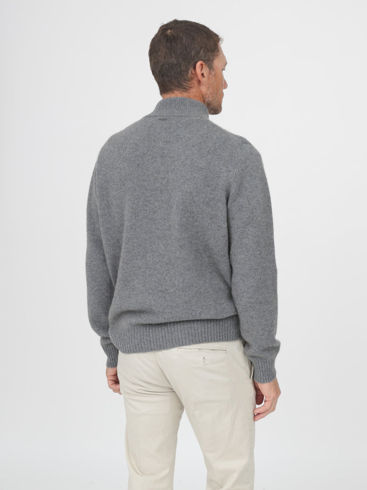 Men Cashmere Quarter Zip Pullover #SMOKE