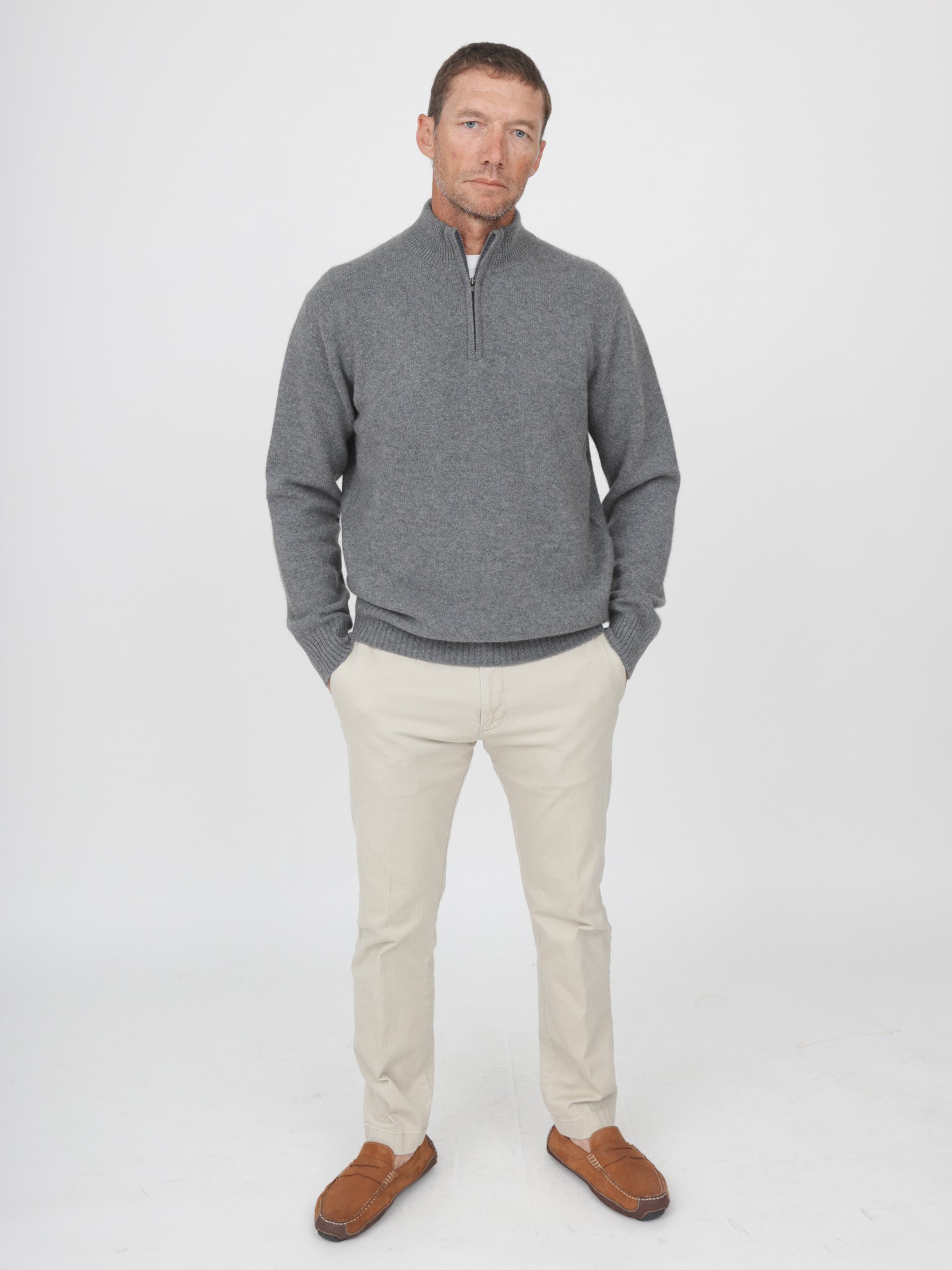 Men Cashmere Quarter Zip