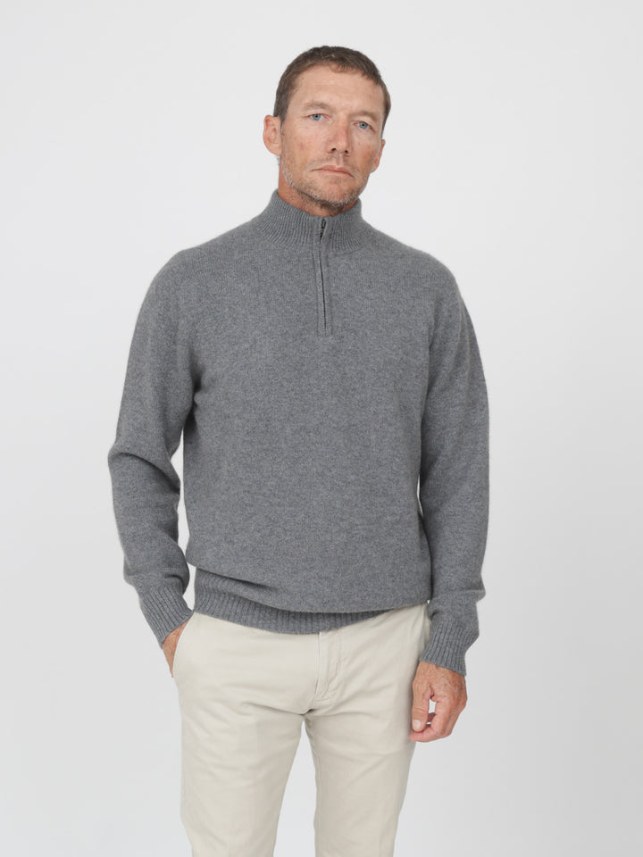 Cashmere Quarter-Zip Men's Pullover #SMOKE