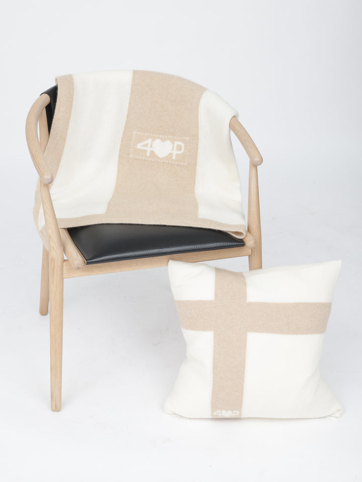 Organic Borneo blanket in natural Mongolian cashmere, draped