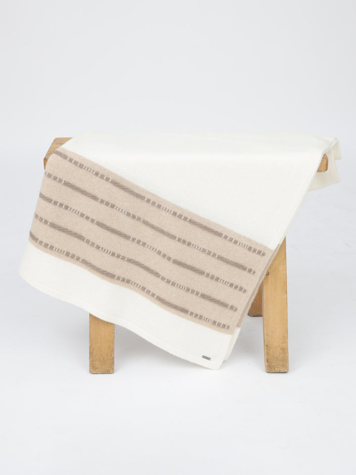 Organic Oslo blanket in natural Mongolian cashmere, draped
