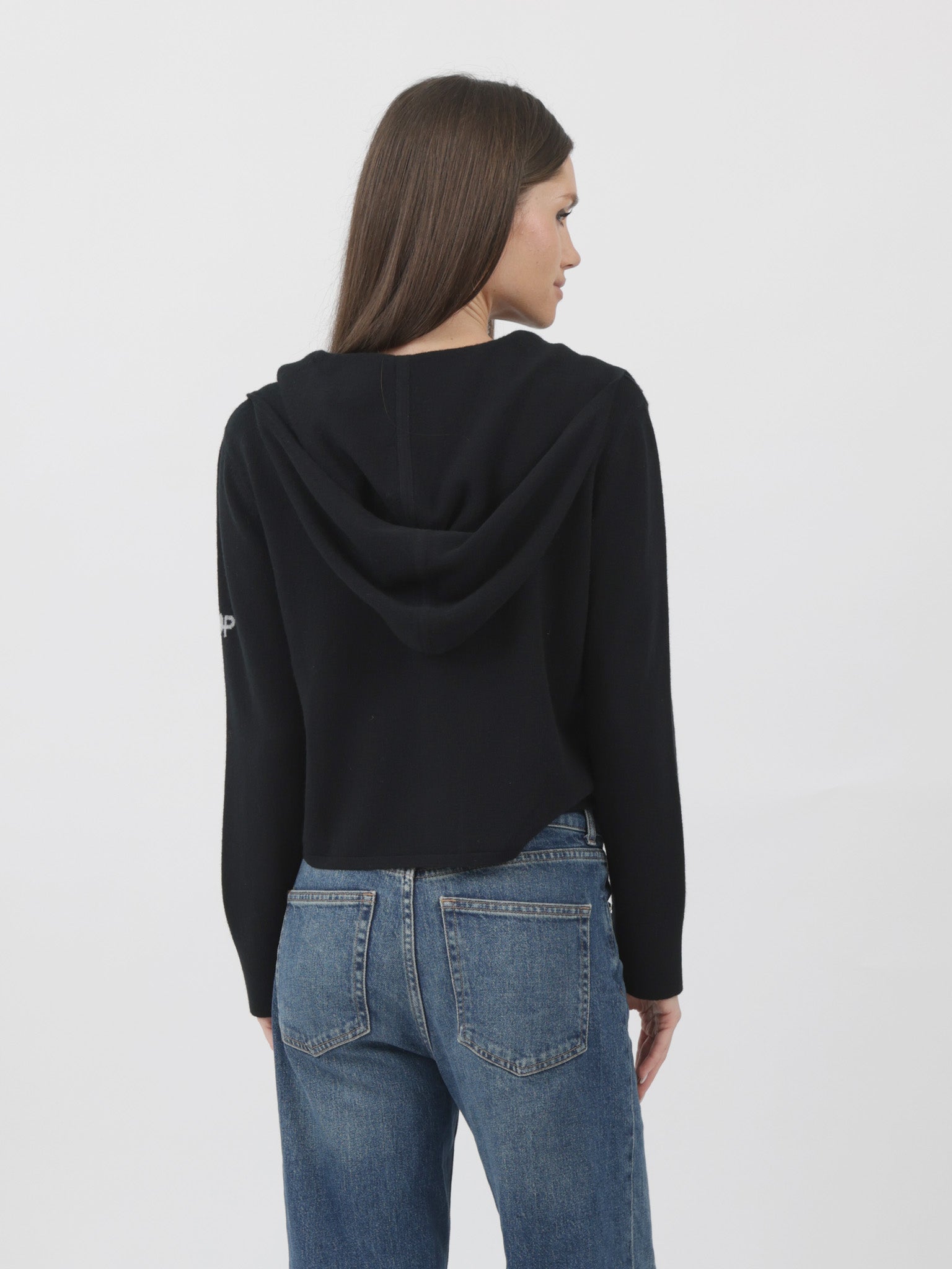 Cashmere Hooded Zip-Up Cardigan