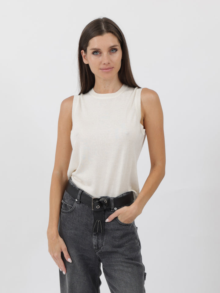 Sleeveless Silk/Cashmere Top #PEARL