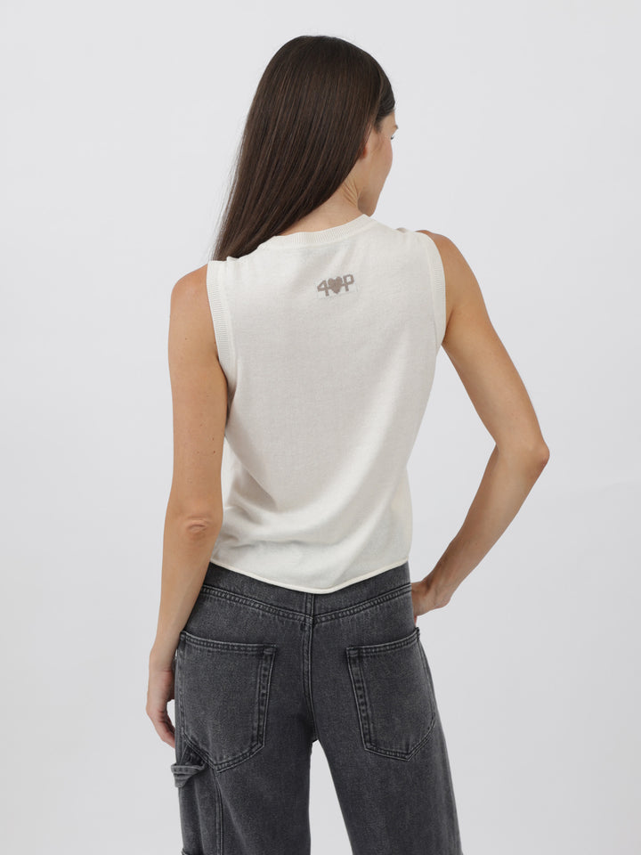Sleeveless Silk/Cashmere Top #PEARL