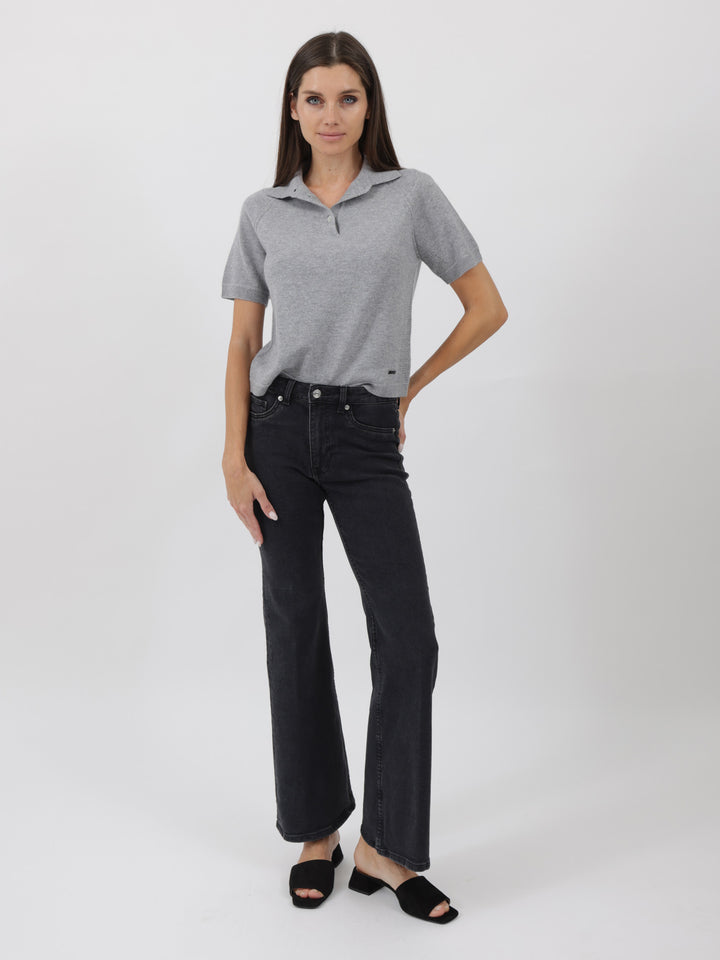 Cashmere Polo Shirt #SOFT GREY