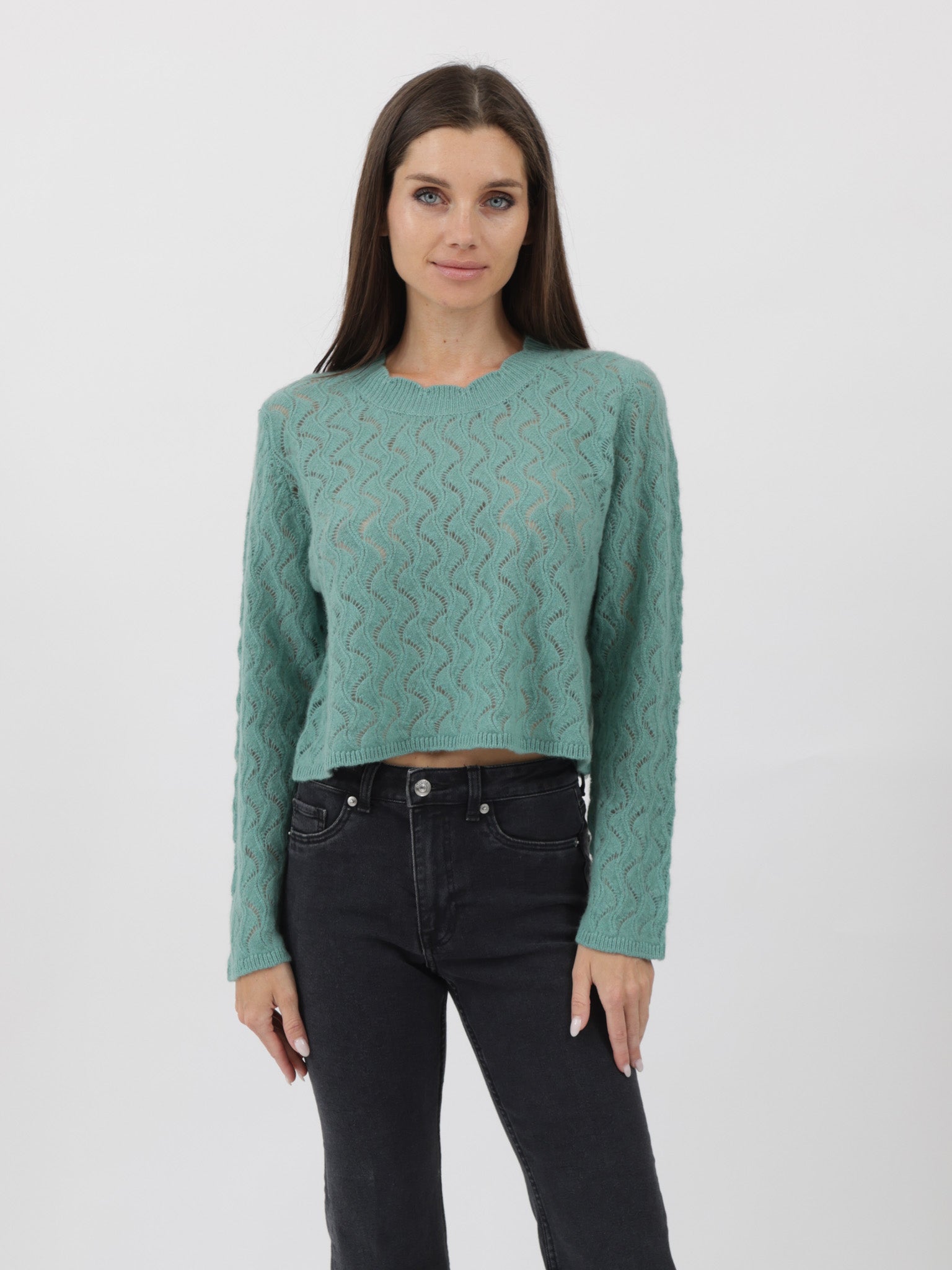 Cashmere Pullover crafted in Exquisite Open Weave Knitwork