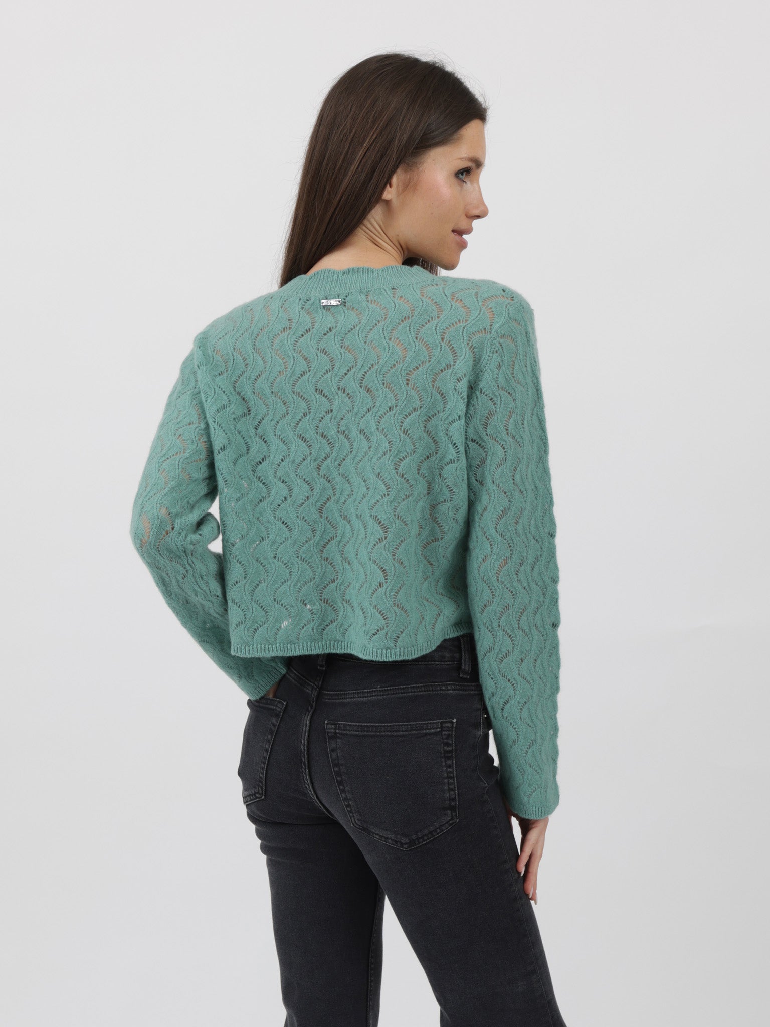 Cashmere Pullover crafted in Exquisite Open Weave Knitwork