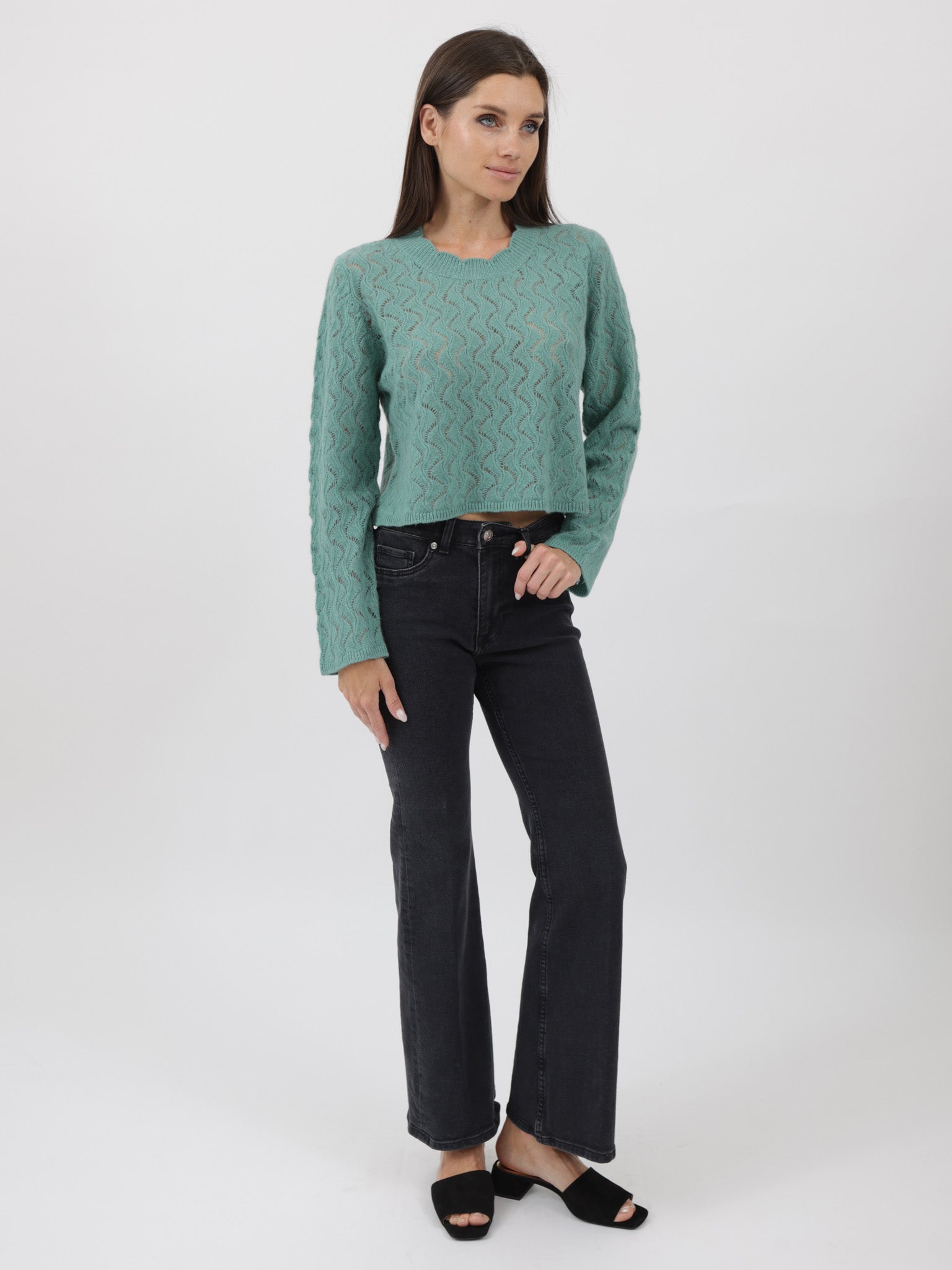 Cashmere Pullover crafted in Exquisite Open Weave Knitwork