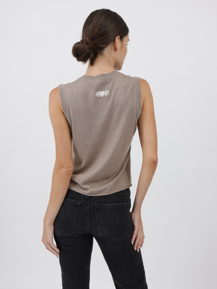 Sleeveless Silk/Cashmere Top #FAWN