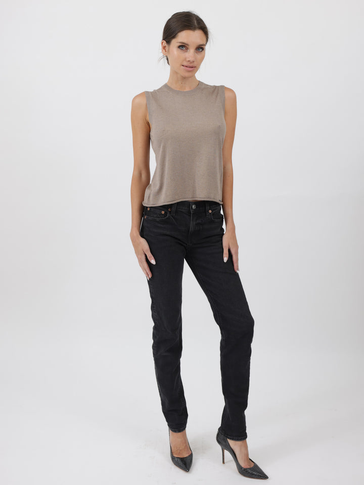 Sleeveless Silk/Cashmere Top #FAWN