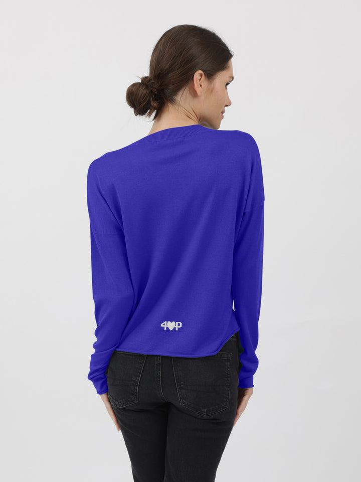 Silk/Cashmere Relaxed V-Neck #BLUE