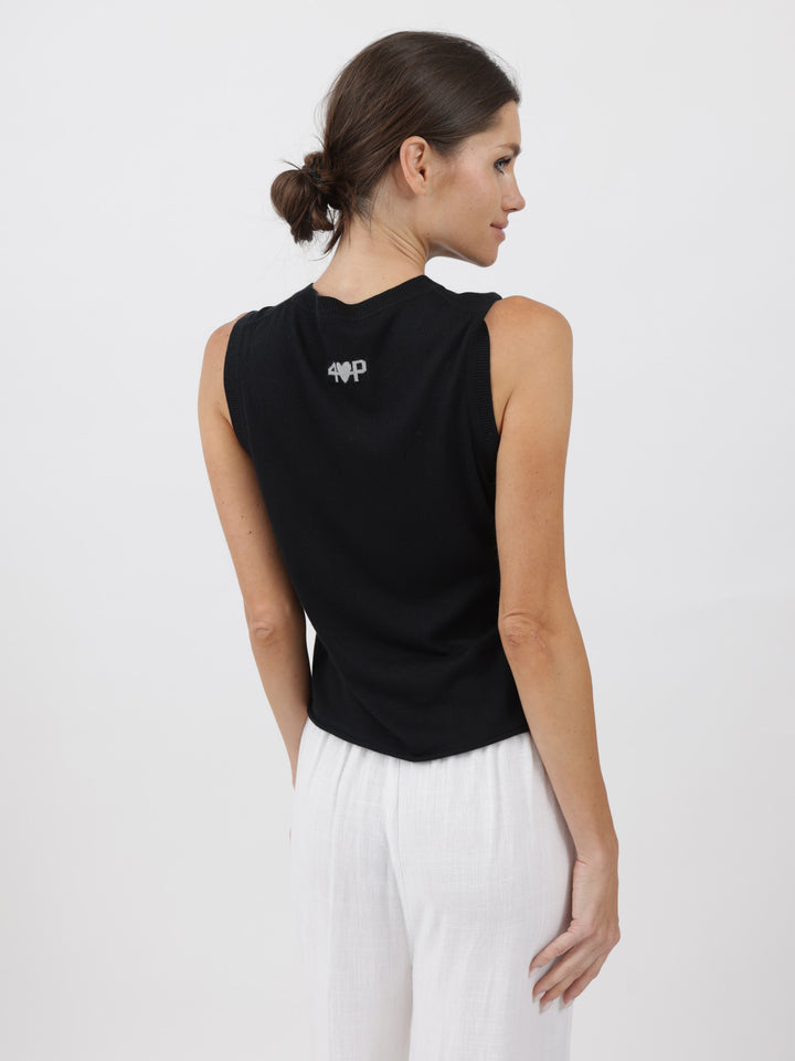 Sleeveless Silk/Cashmere Top #BLACK