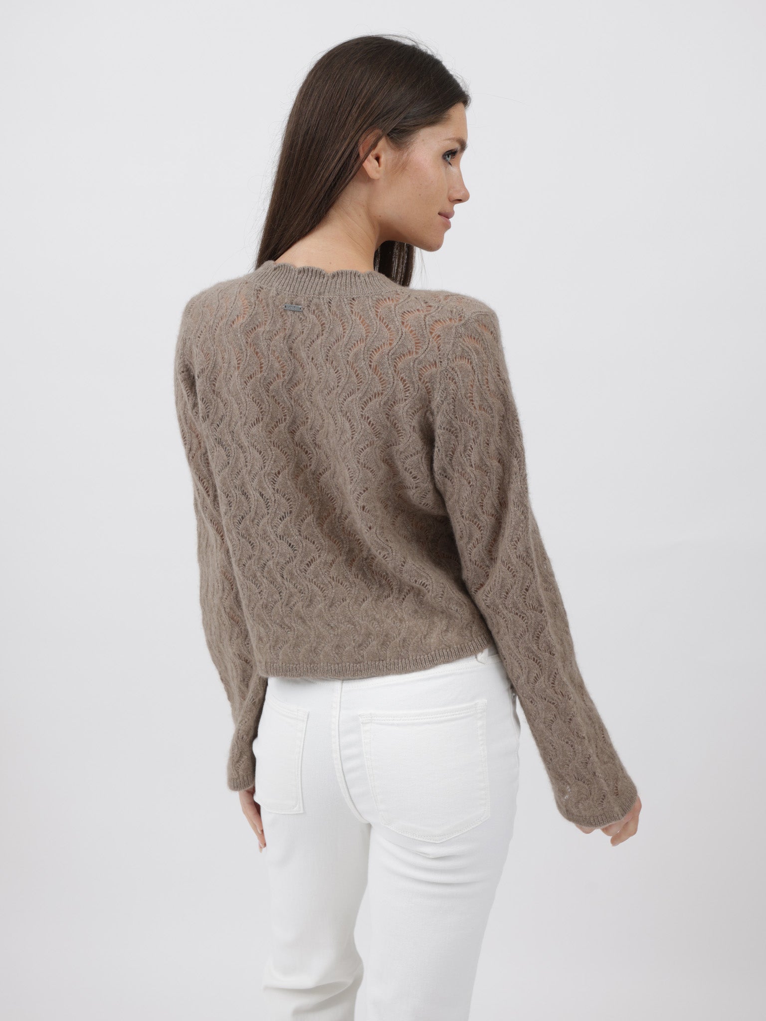Cashmere Pullover crafted in Exquisite Open Weave Knitwork