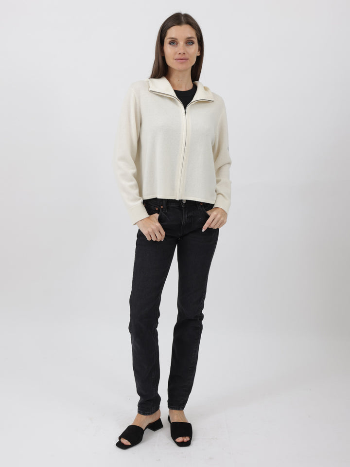 Cashmere Hooded Zip-Up Cardigan #PEARL