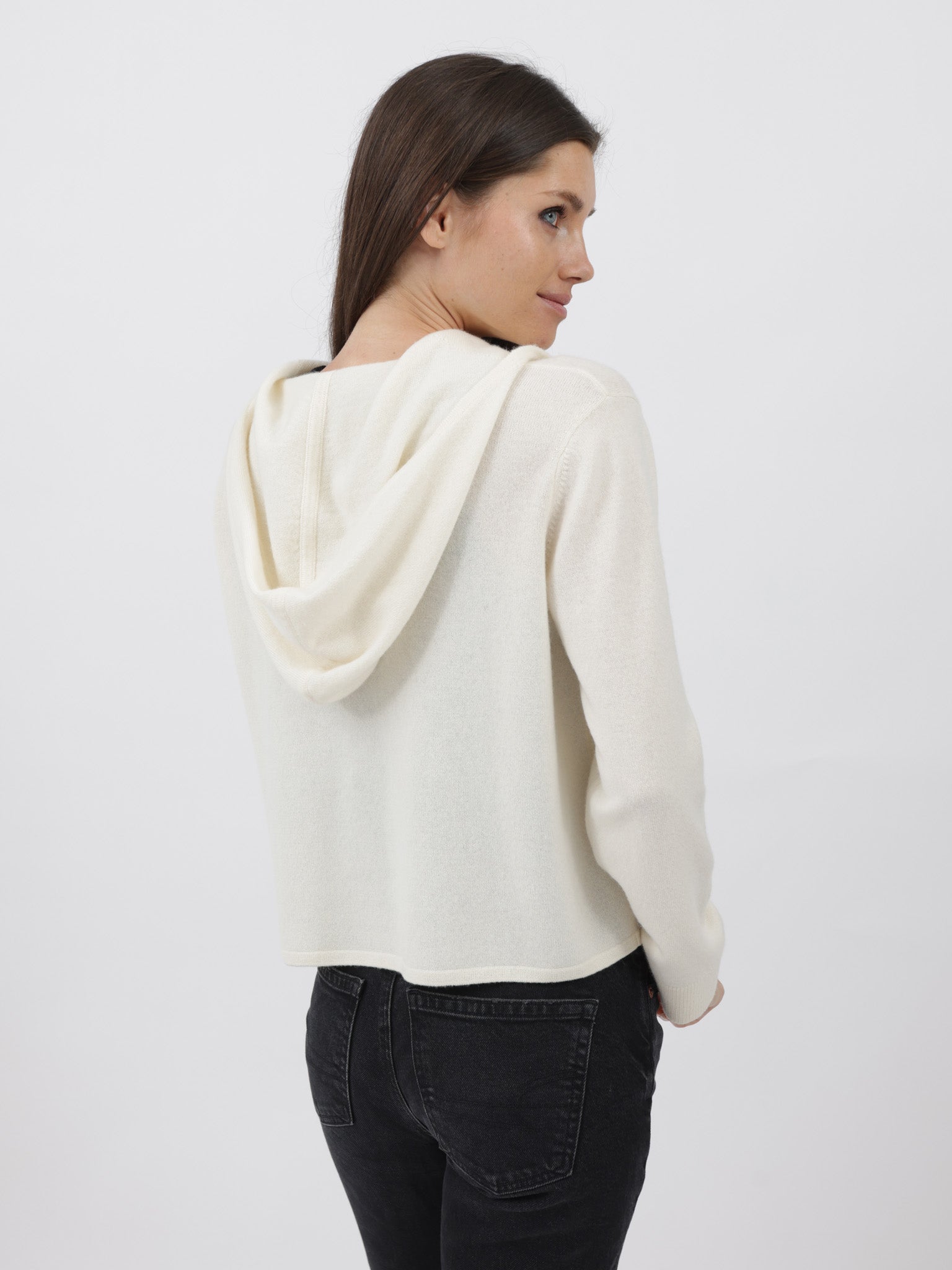 Cashmere Hooded Zip-Up Cardigan