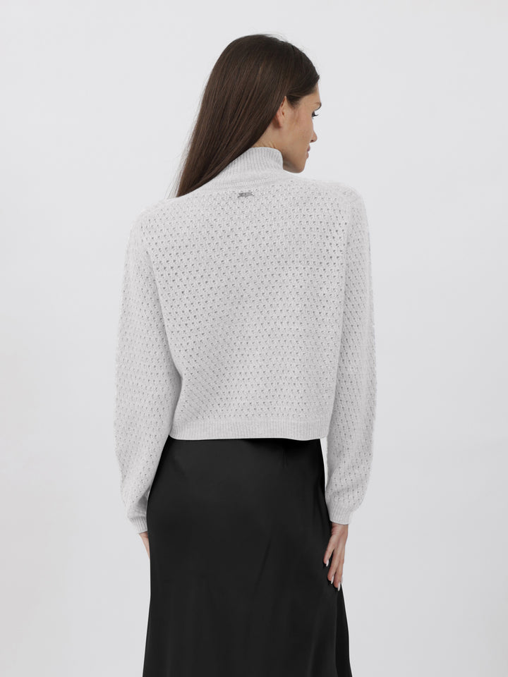 Open Weave Button Down Cashmere Cardigan #PEARL