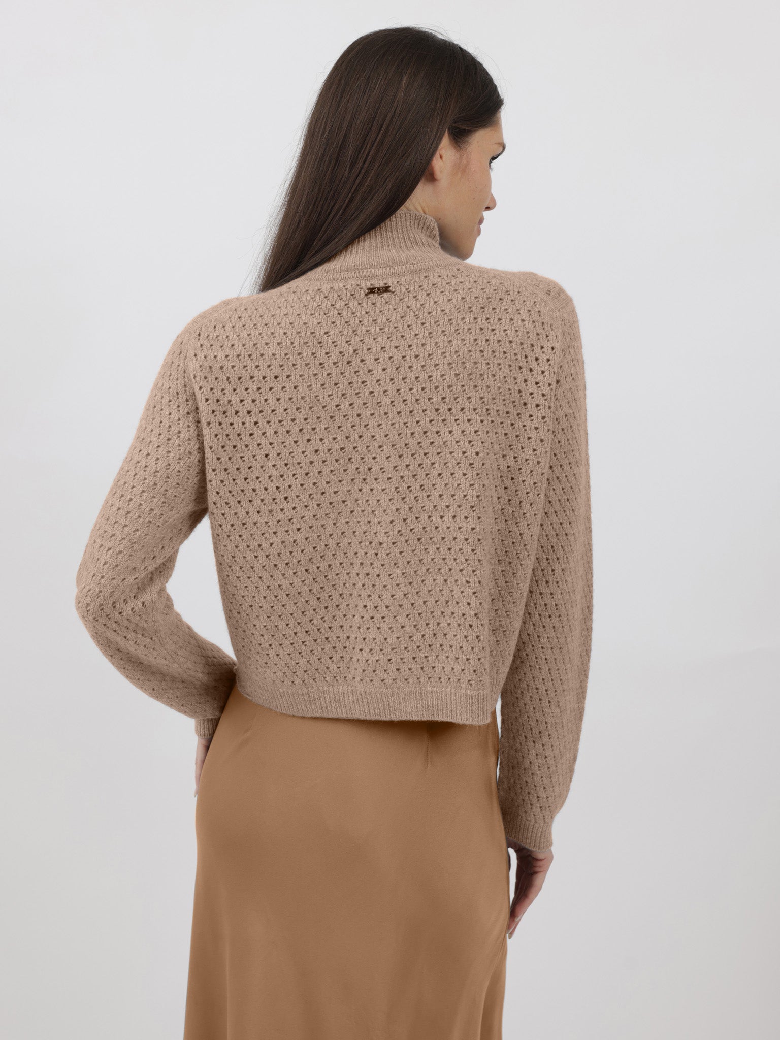 Open Weave Button Down Cashmere Cardigan
