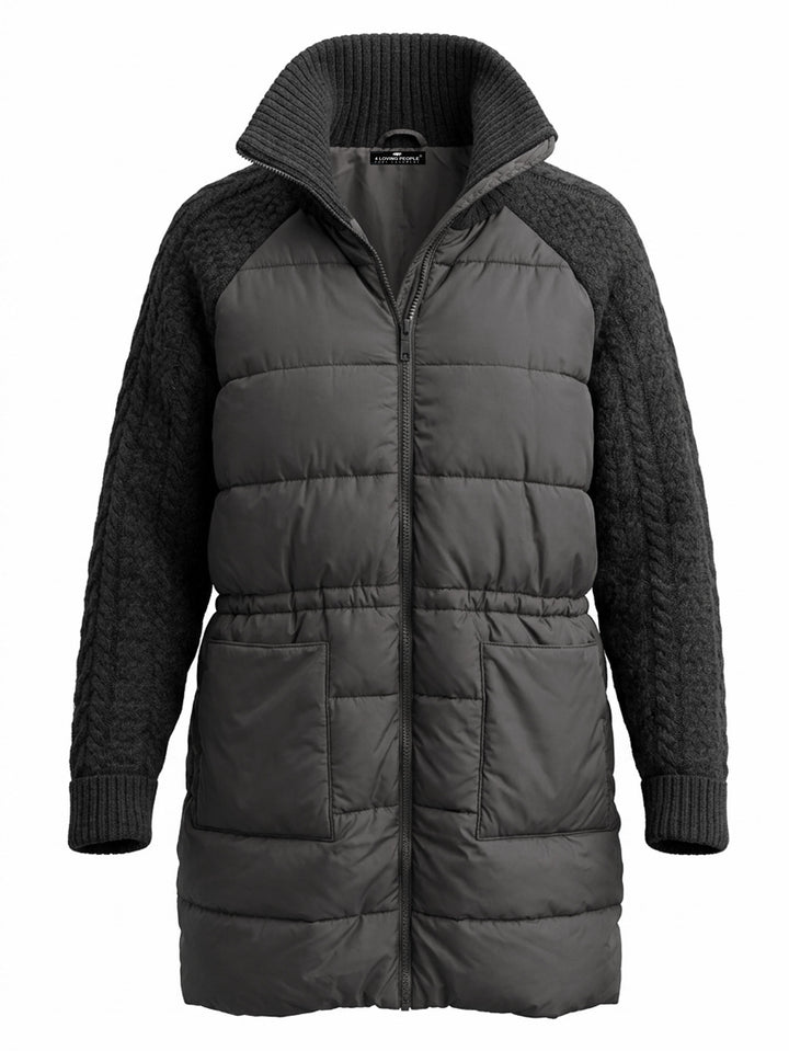 Cashmere puffer 3/4 jacket #BLACK