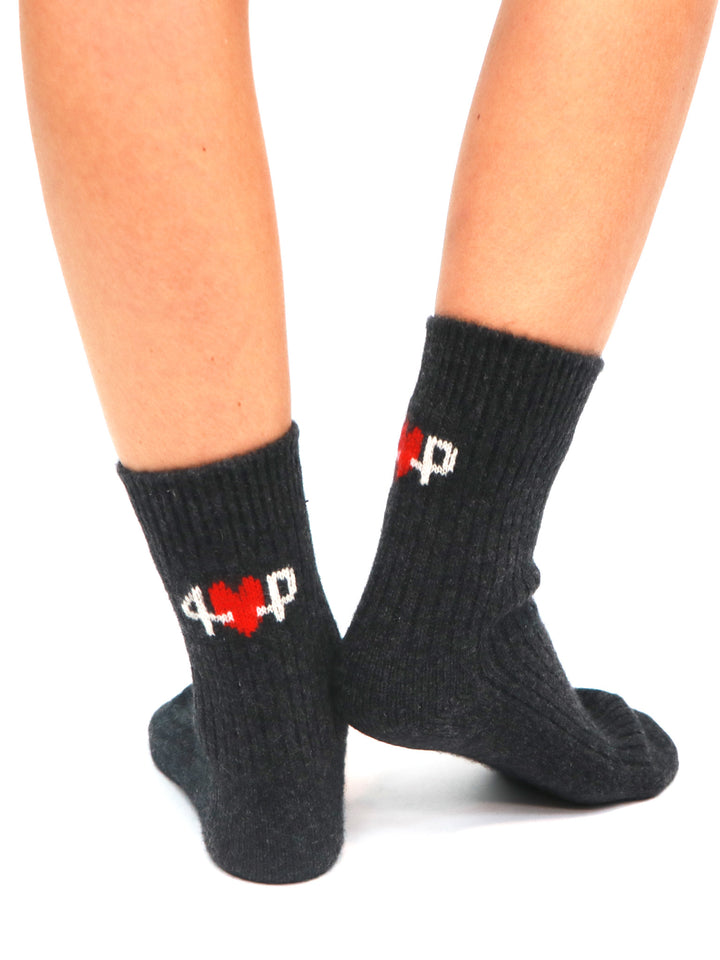 Cashmere Socks #CHARCOAL/RED