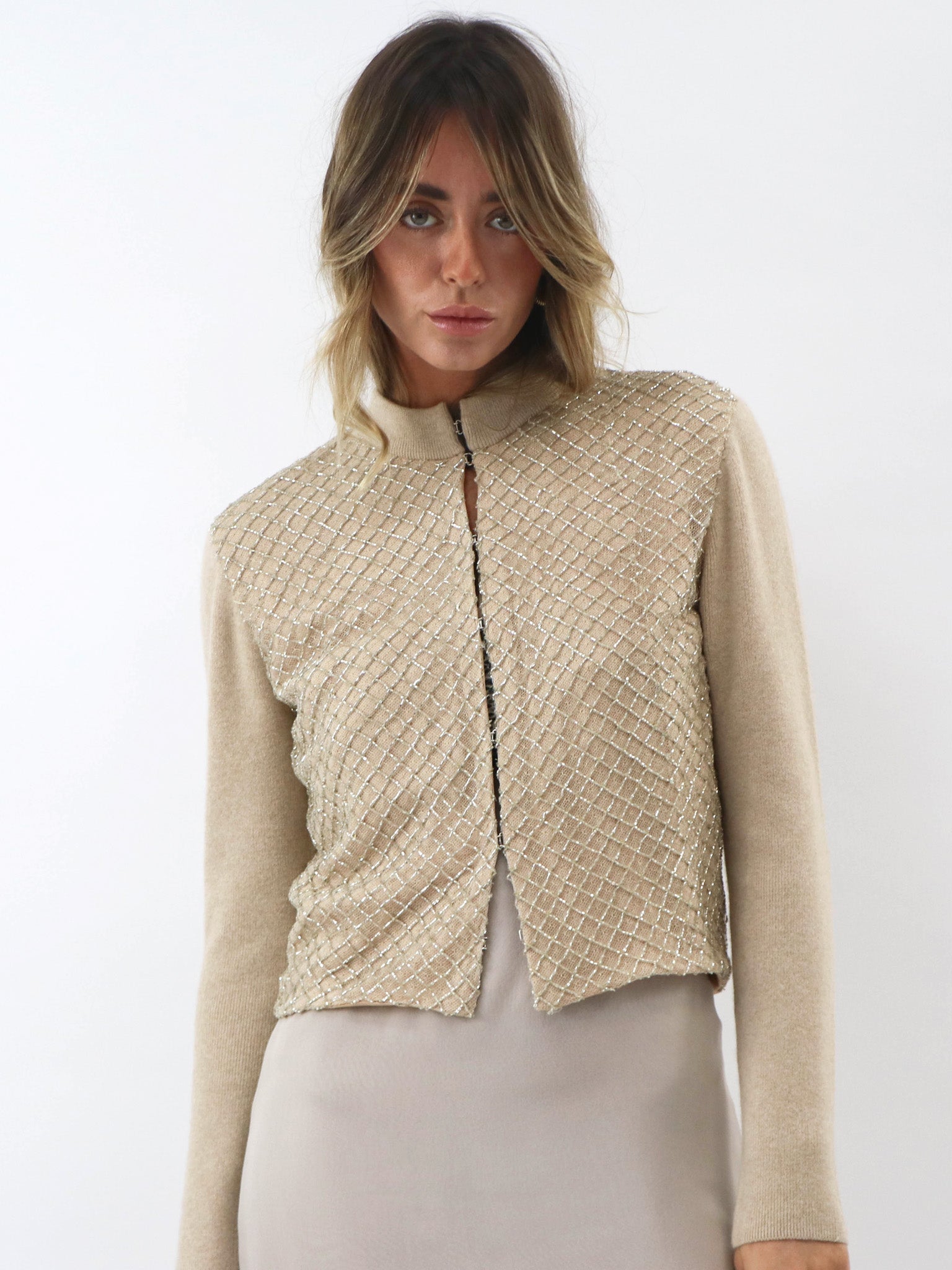 Cashmere and Beaded lace Cardigan