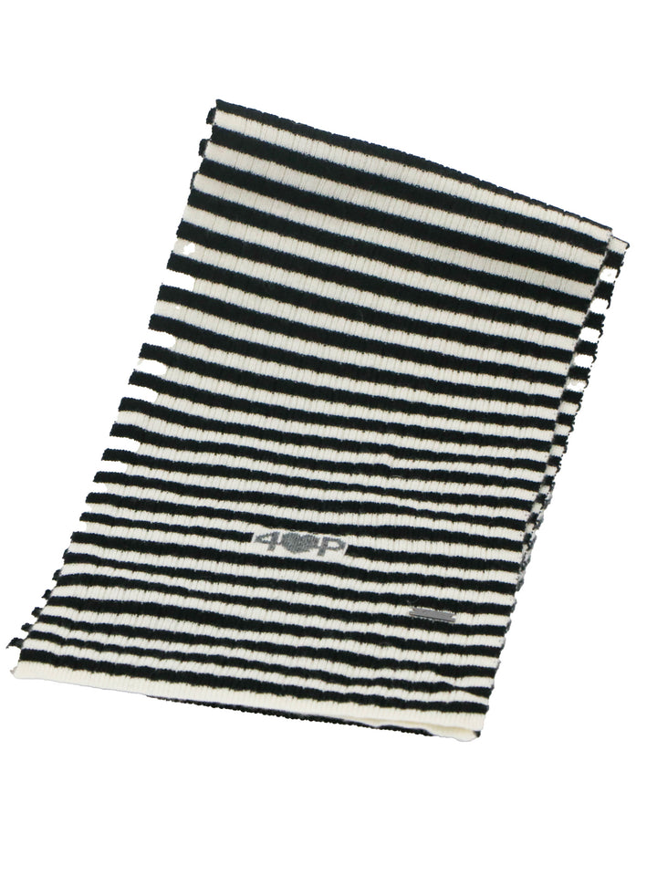 Light weight ribbed Cashmere Scarf #BLACK/WHITE