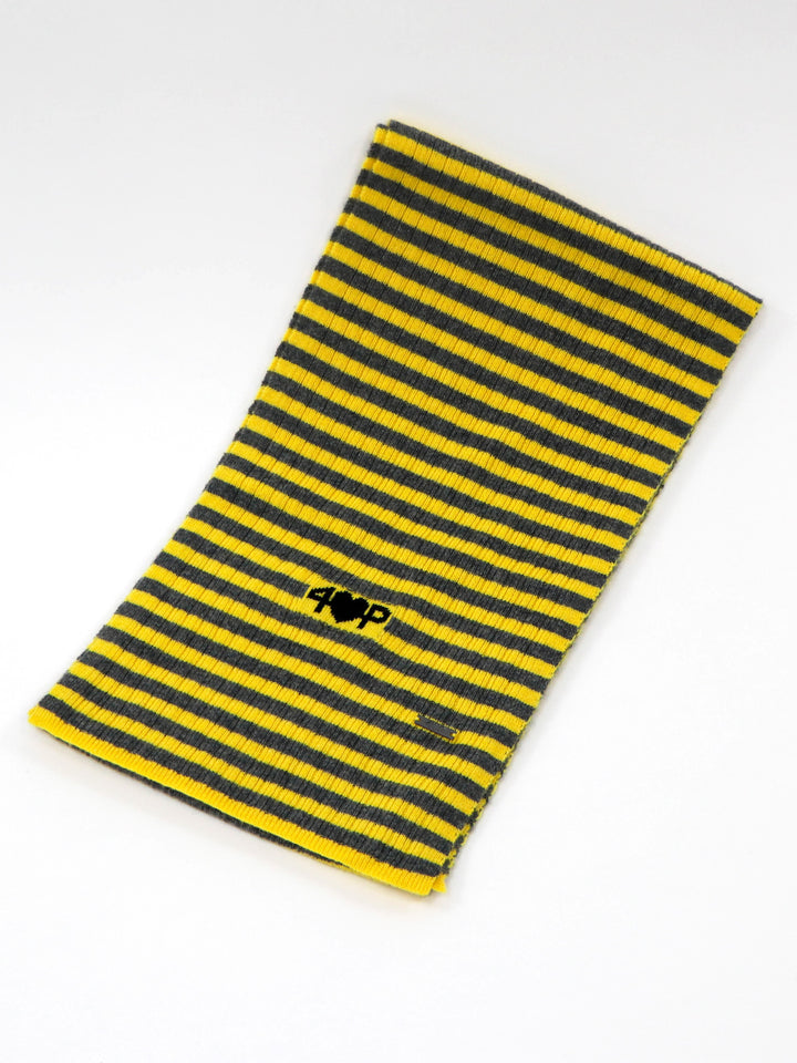 Light weight ribbed Cashmere Scarf #SUNFLOWER/GREY