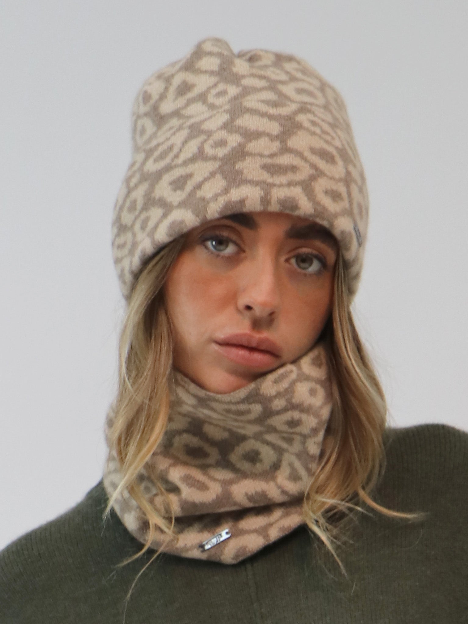 Leopard Print Cashmere Beanie
