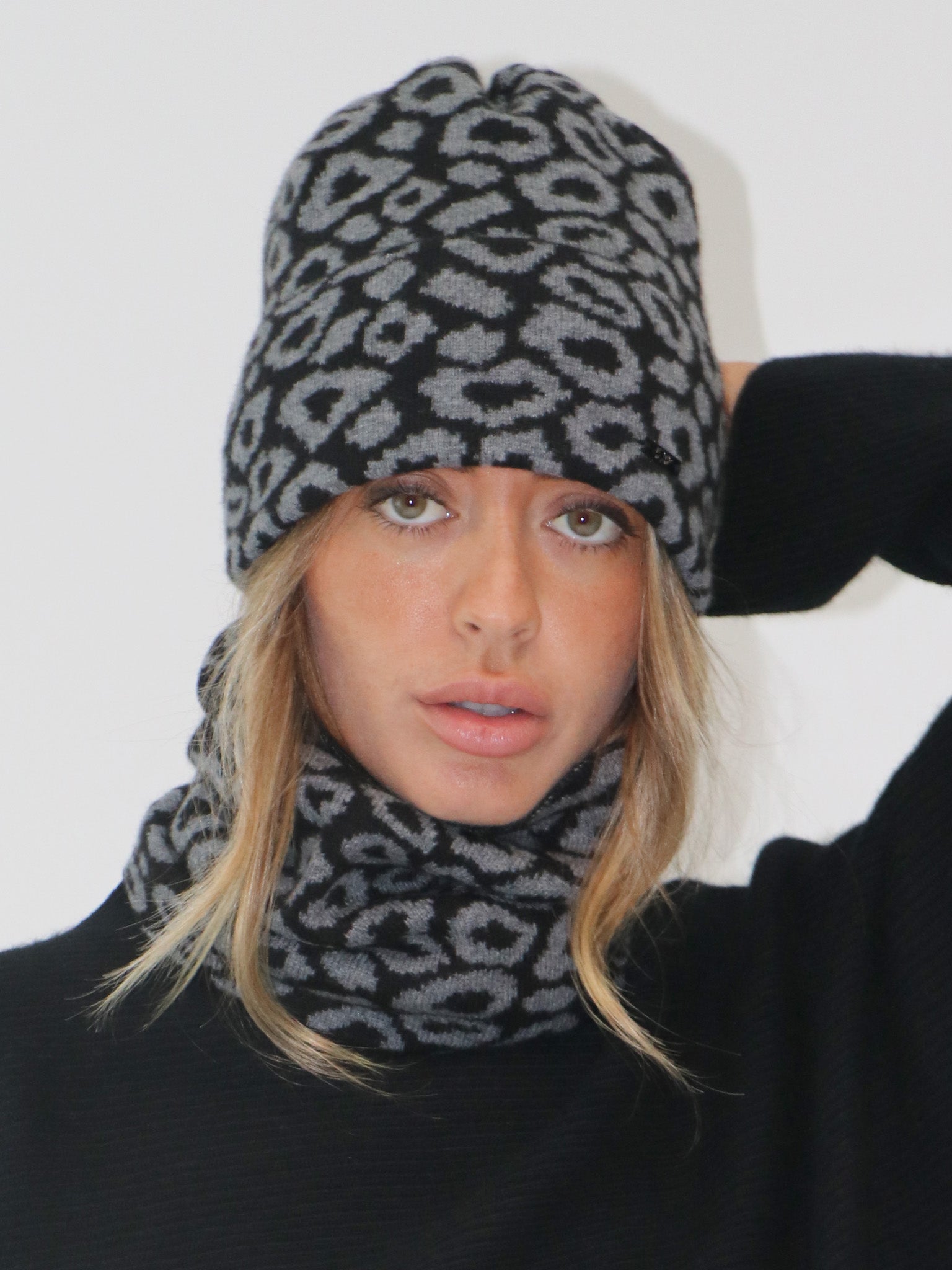 Leopard Print Cashmere Beanie