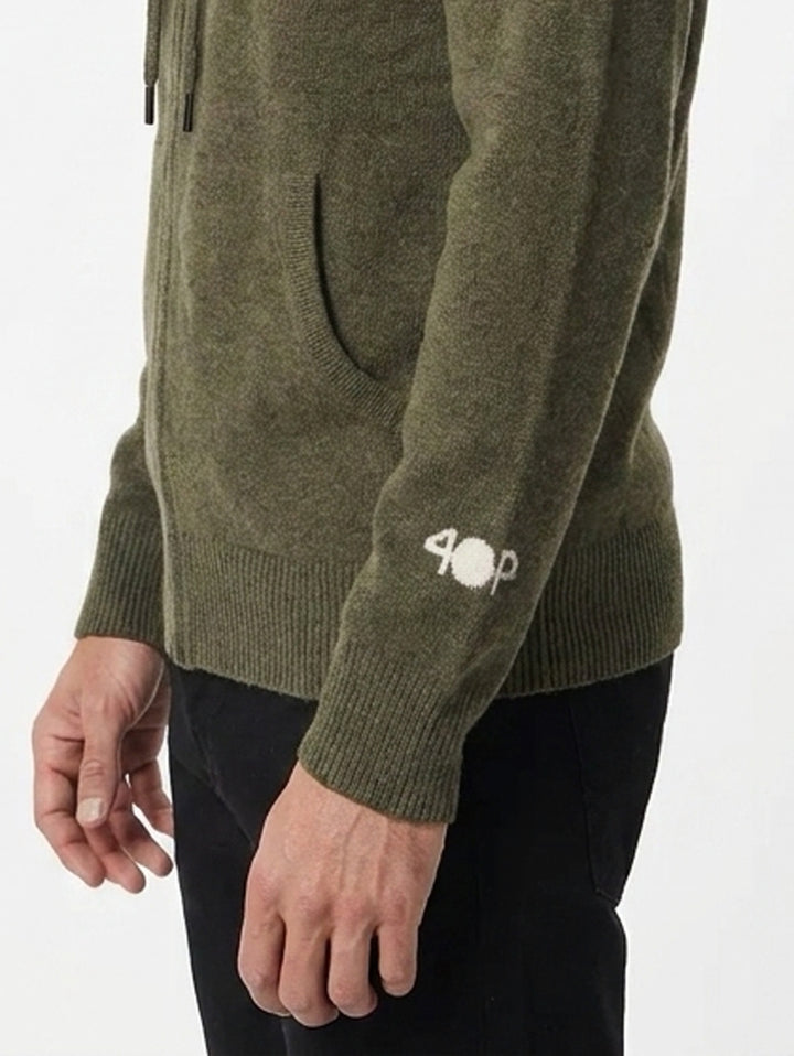 Cashmere zip-up hoodie for men with drawstrings and a kangaroo pocket #MOSS 