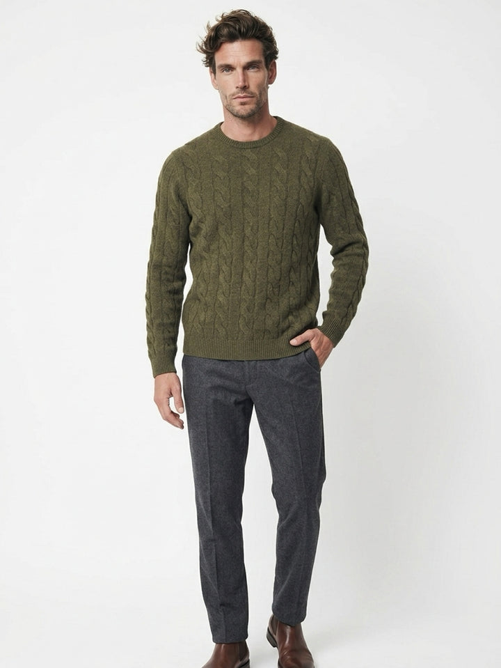 Men Cashmere cable-knit crewneck sweater #MOSS