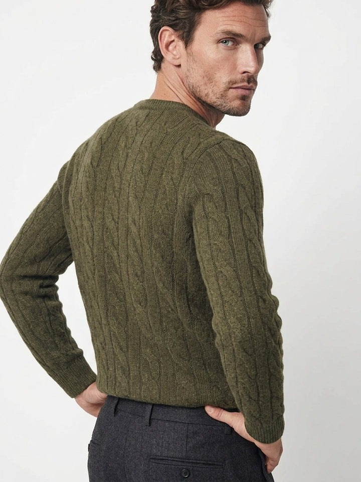 Men Cashmere cable-knit crewneck sweater #MOSS