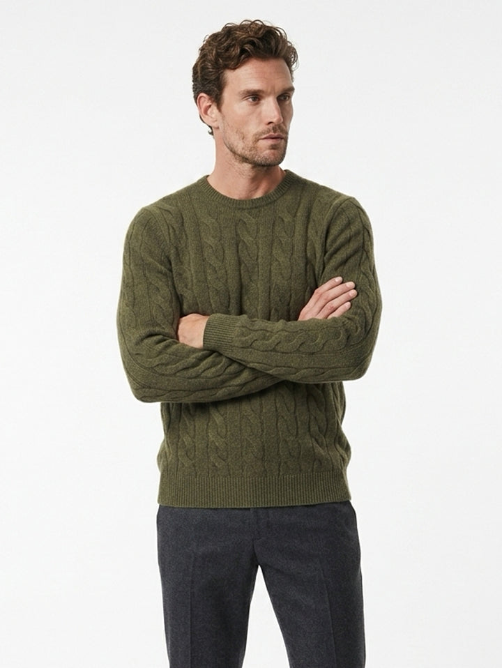 Men Cashmere cable-knit crewneck sweater #MOSS