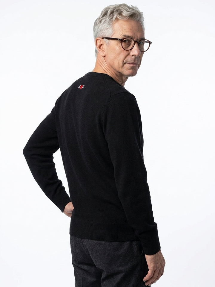 Cashmere men V-neck sweater #BLACK