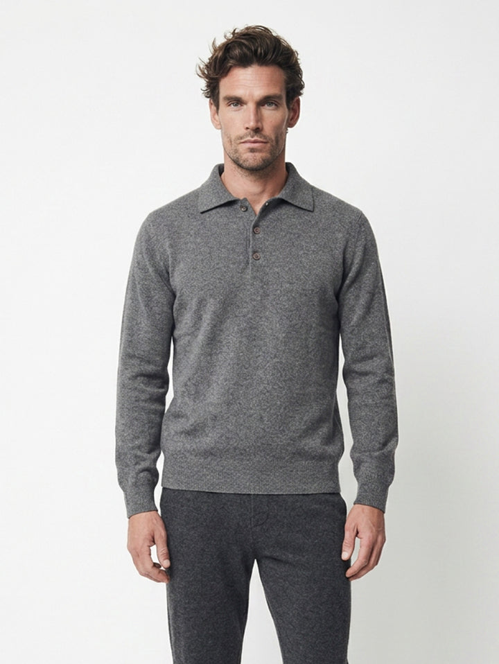 Men Cashmere  Polo neck long sleeves sweater #SMOKE