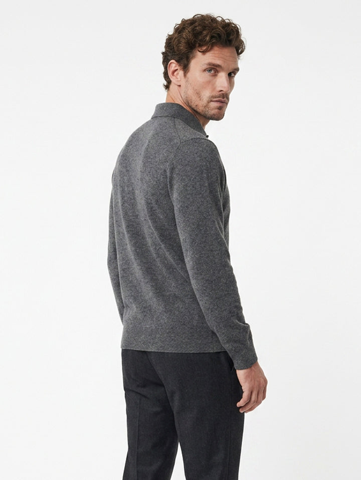 Men Cashmere  Polo neck long sleeves sweater #SMOKE