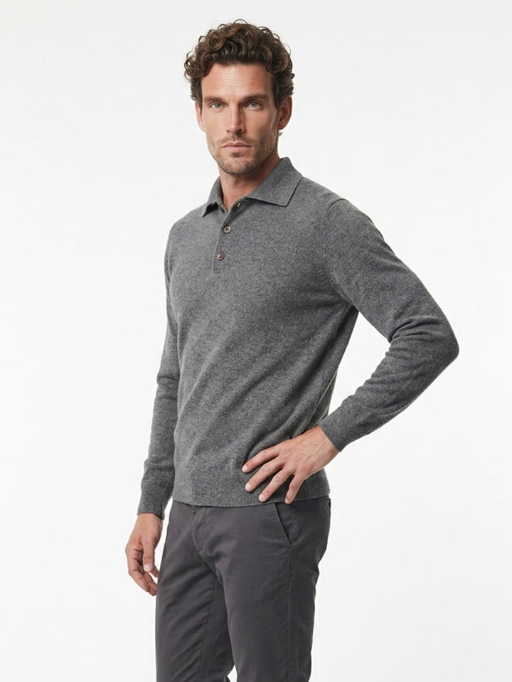 Men Cashmere  Polo neck long sleeves sweater #SMOKE