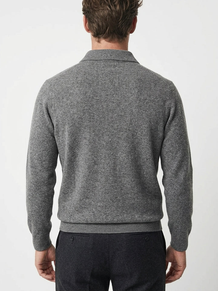 Men Cashmere  Polo neck long sleeves sweater #SMOKE